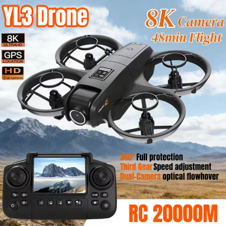 YL3 專業無人機，8K 雙攝像頭，電池續航時間長，GPS，WiFi，無刷電機，避障，可折疊四軸飛行器